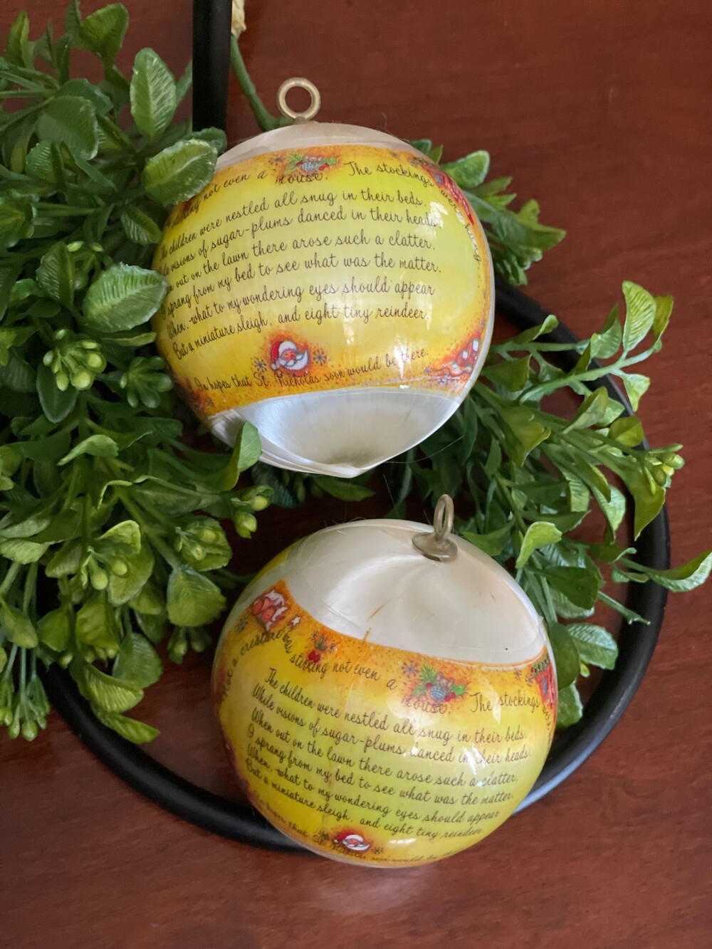 Vintage Christmas Ornaments featuring Twas The Night Before Christmas Satin Fini